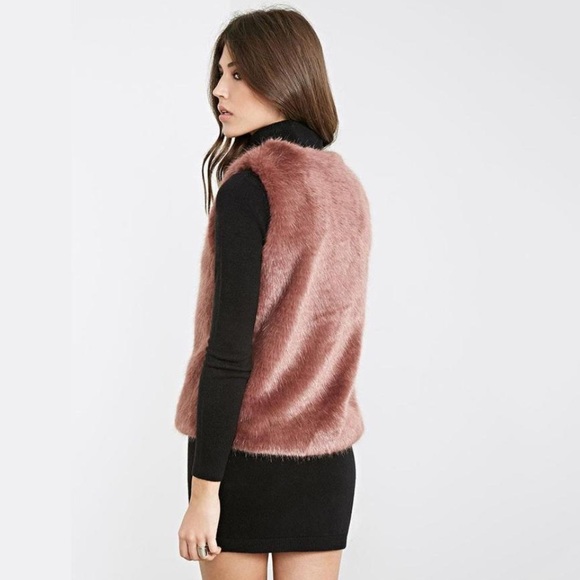 SALE Mauve Classic Faux Fur Pink Rust Vest - Picture 4 of 6